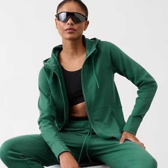 ATHLETA Unstoppable Fleece Full Zip Jacket Size Medium Trillium Green NWT 818765 - Picture 3 of 16